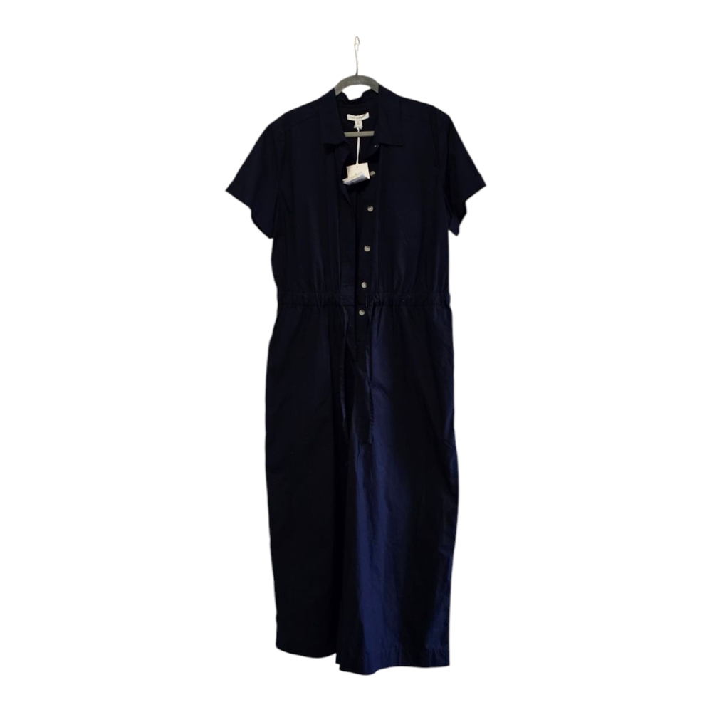 Blue Buttoned Short Sleeve Jumpsuit